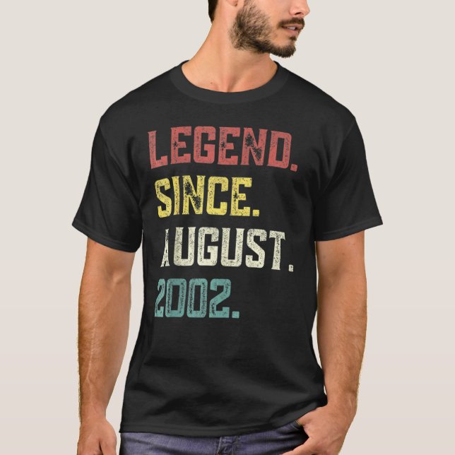 T-shirt 20 Years Old  Legend Since August 2002 20th Birthd (Devant)