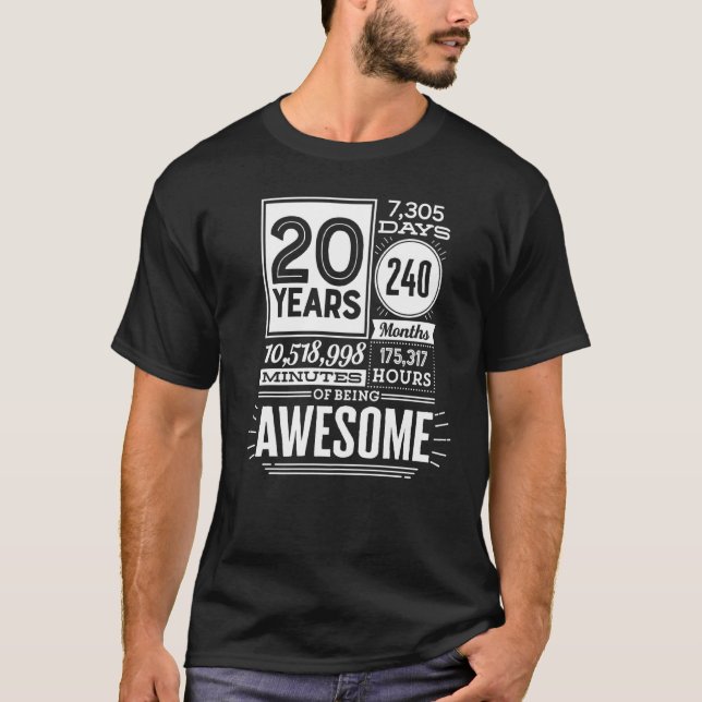 T-shirt 20e anniversaire 20 ans d'être stupéfiant 7300 jou (Devant)