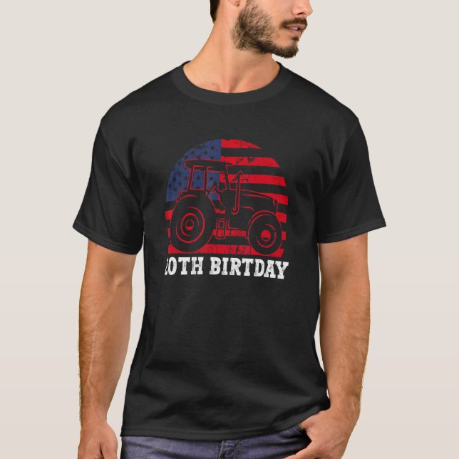 T-shirt 20e anniversaire 20 ans Us Flag Tractor Driver (Devant)