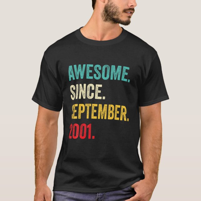 T-shirt 20E Anniversaire Cadeaux Awesome Depuis Septembre  (Devant)