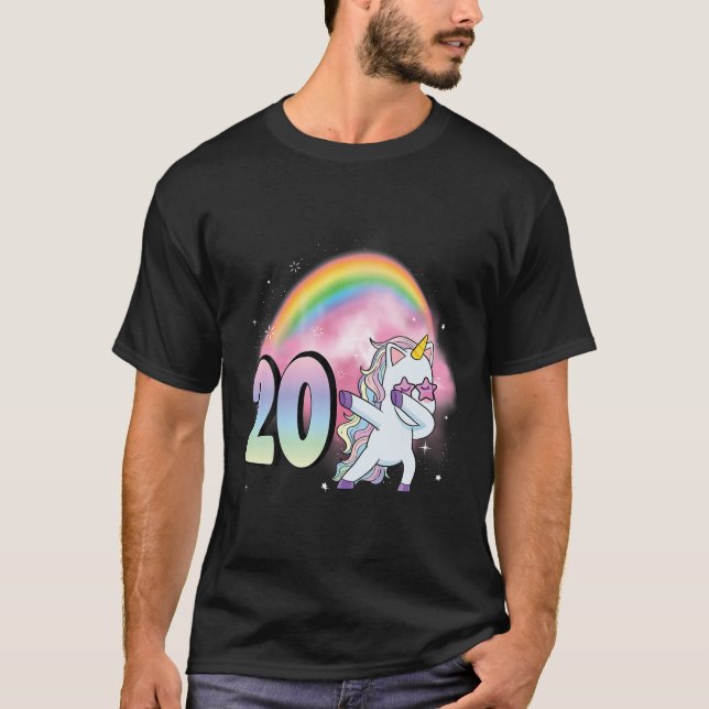 T-shirt 20E Anniversaire Dabbing Party Unicorn Girl 20 An  (Devant)