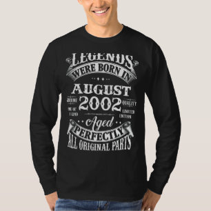 T-shirt 20e Anniversaire Légendes Né En Août 2002 20 Année