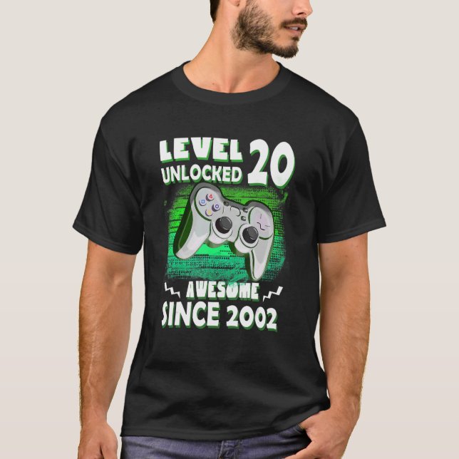 T-shirt 20e Anniversaire Niveau 20 déverrouillé stupéfiant (Devant)
