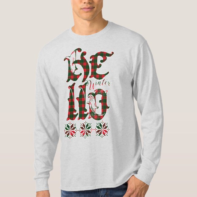 T-shirt 20XX Bonjour Vacances d'hiver Ecosse Motif (Devant)
