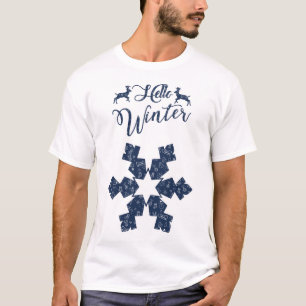 T-shirt 20XX Bonjour Vacances d'hiver Snowflake Motif