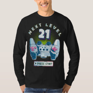 T-shirt 21 Anniversaire Gamer Niveau 21 Suivant Contrôleur