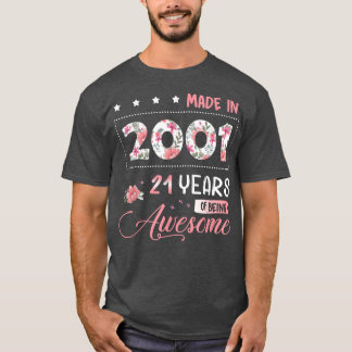 T-shirt 21 ans 21e anniversaire Né en 2001 Femme Fille