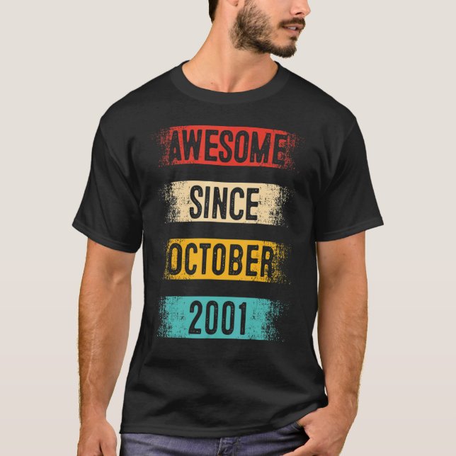 T-shirt 21 ans Awesome depuis octobre 2001 21e anniversair (Devant)