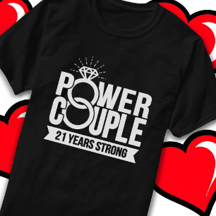 T-shirt 21 ans de puissance forte Couple mignon 21e annive