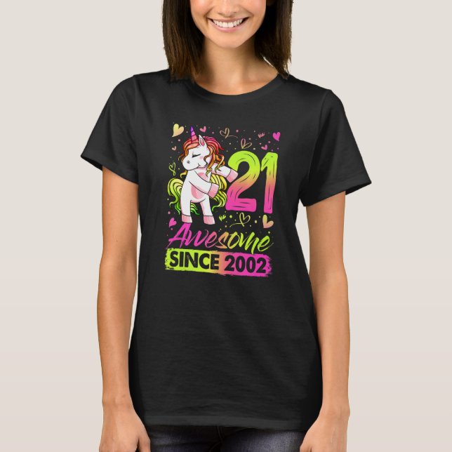 T-shirt 21 ans Flossing Unicorn 21e anniversaire fille (Devant)