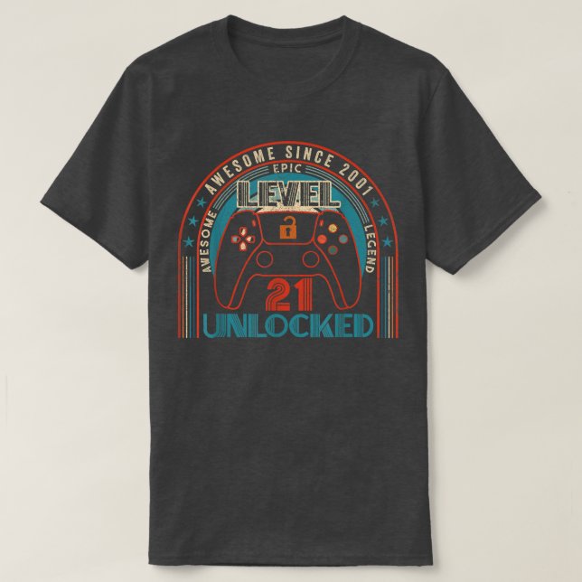 T-shirt 21 Birthday Gifts Level 21 Unlocked 21 Year Old  (Design devant)