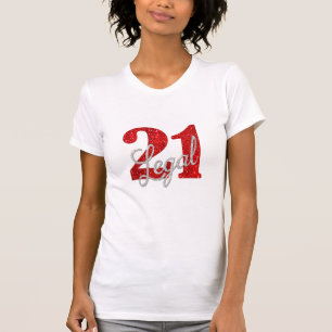 T-shirt 21 et juridique Parties scintillant Red Faux 21e