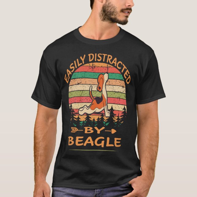 T-shirt 21 Facilement Distrait Par Beagle (Devant)