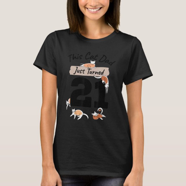 T-shirt 21 Feu papa Anniversaire 21e Amoureux des chats Bi (Devant)