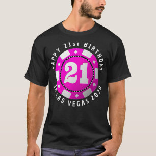 T-shirt 21e anniversaire à Las Vegas 2020 Poker Chip Prem