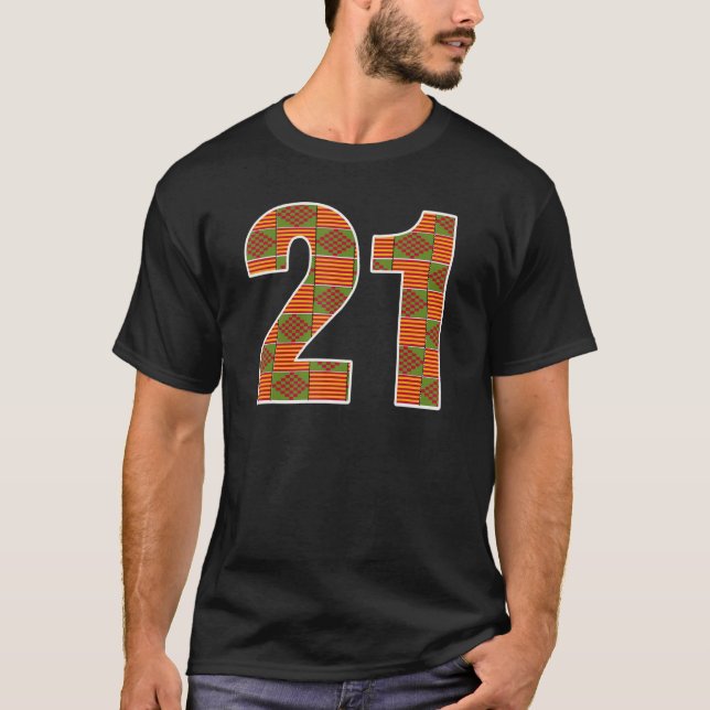 T-shirt 21e anniversaire Africain-Américain Kente Motif (Devant)