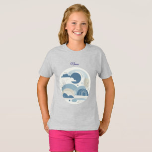 T-shirt 21e Anniversaire crème bleu fleur amande