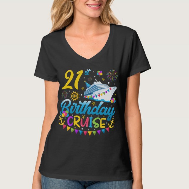 T-shirt 21e anniversaire Croisière B-Day Fête Femmes V-Cou (Devant)
