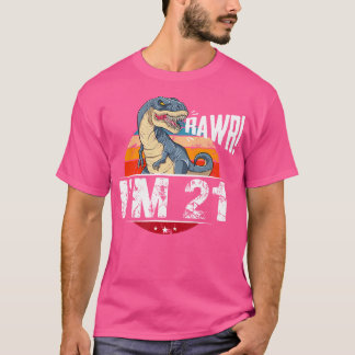 T-shirt 21E Anniversaire Dinosaure T Chemise 21 Ans Parti