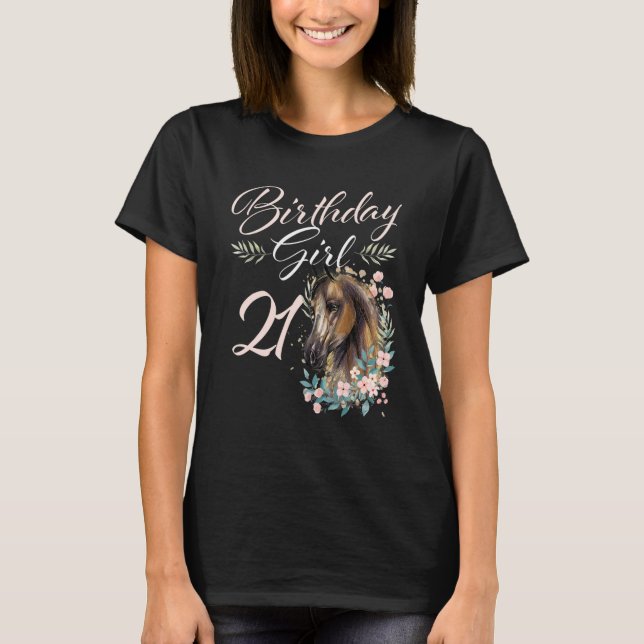 T-shirt 21e anniversaire fille cheval 21 ans Anniversaire (Devant)