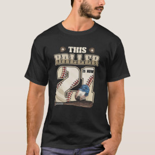 T-shirt 21E Anniversaire Garçons 21 Ans Baseball Pl