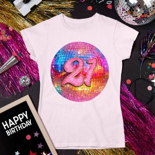 T-shirt 21e Anniversaire Gold Pink Parties scintillant Dis
