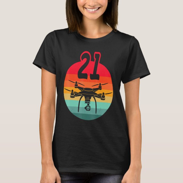 T-shirt 21e Anniversaire I Télécommande Rétro Drones Avec  (Devant)