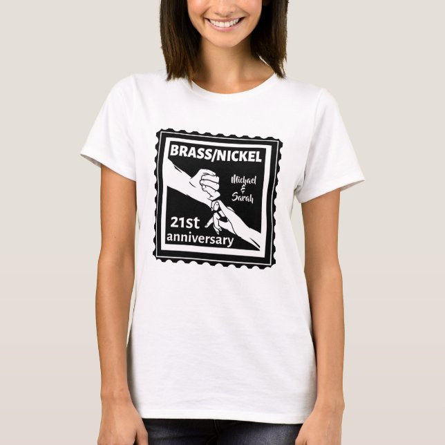 T-shirt 21e anniversaire mariage laiton nickel traditionne (Devant)