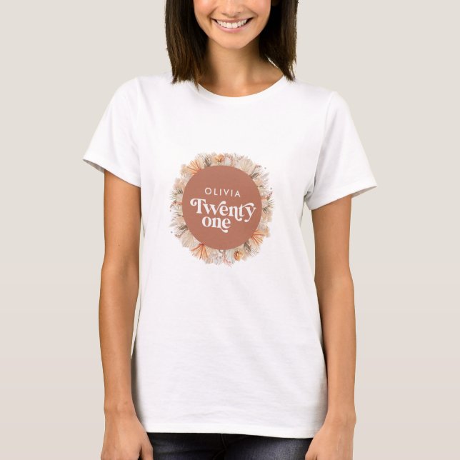 T-shirt 21e anniversaire pampas herbe terre cuite botaniqu (Devant)