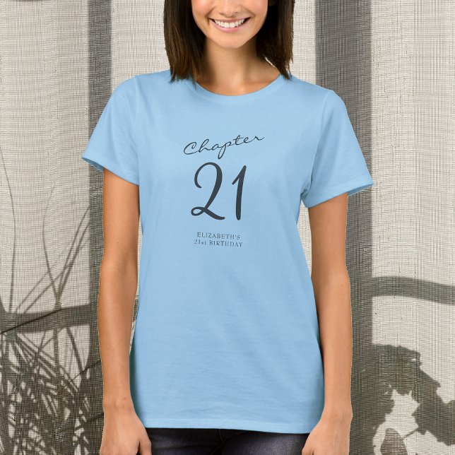 T-shirt 21e fête d'anniversaire Gris Script bleu (Créateur téléchargé)
