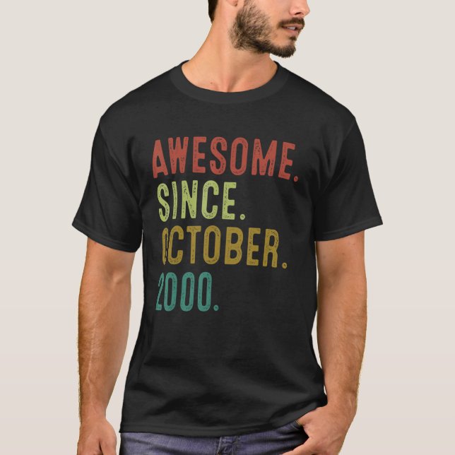 T-shirt 22 Ans Awesome depuis Octobre 2000 22e Naissance (Devant)