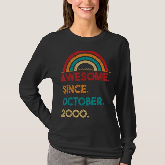 T-shirt 22 Ans Awesome depuis Octobre 2000 22e Naissance (Devant)