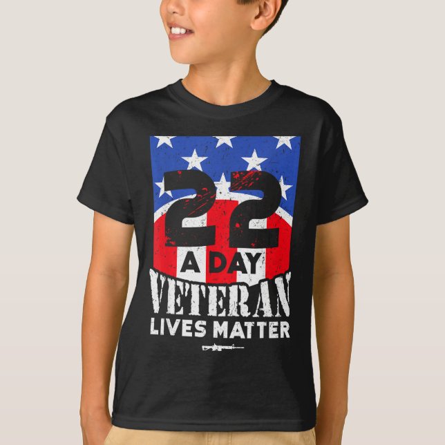 T-shirt 22 Day Veteran Lives Suicide Awareness  (Devant)