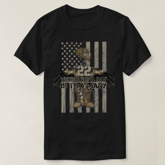 T-shirt 22 Veterans A Day Is Too Many  (Design devant)