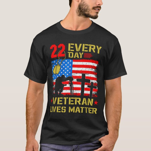 T-shirt 22 Veterans A Day Veteran Suicide Prevention Aware (Devant)