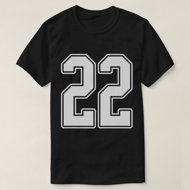 T-shirt 22 White Outline Numéro 22 Sport Fan Jersey Style (Design devant)