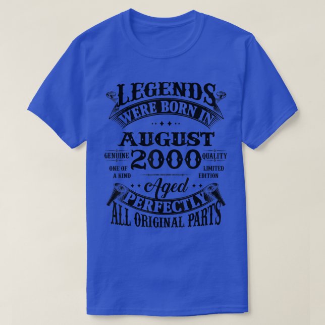 T-shirt 22e Anniversaire Cadeaux Légendes Né En Août 2000  (Design devant)
