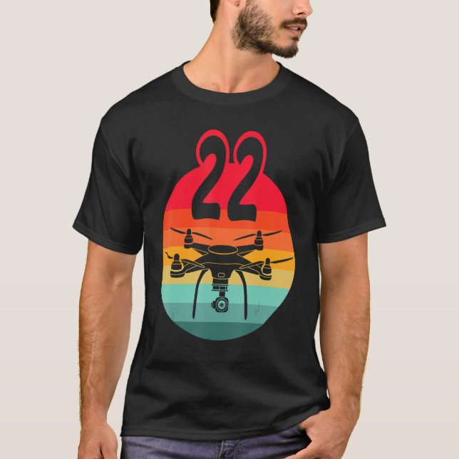 T-shirt 22e Anniversaire I Télécommande Rétro Drones Avec  (Devant)