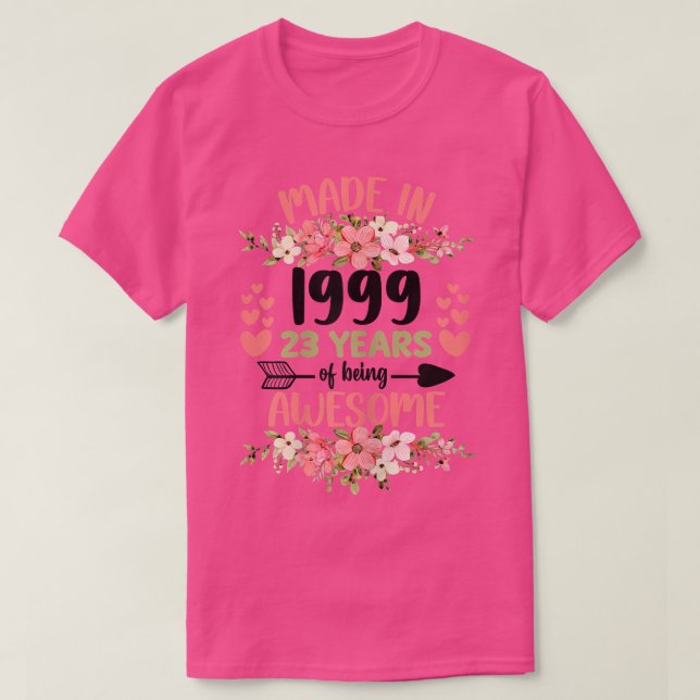 T-shirt 23 ans 23e anniversaire Né en 1999 Femme Fille (Design devant)