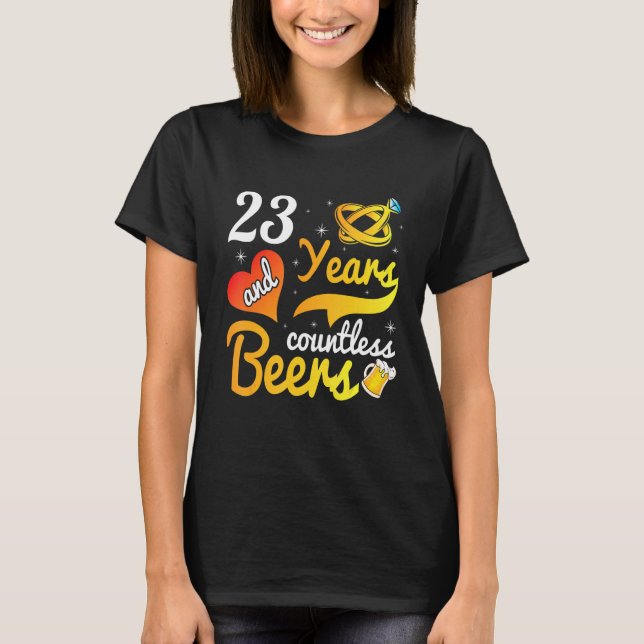 T-shirt 23 Ans Nombre de Bières Mariage Mari Mari Wif (Devant)