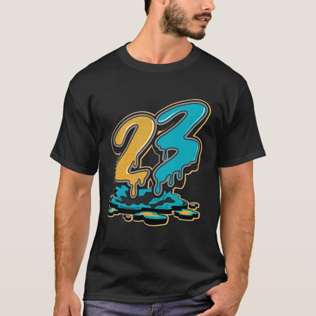 T-shirt 23 Dripping Yellow Blue Drip Matching For Men Wome (Devant)