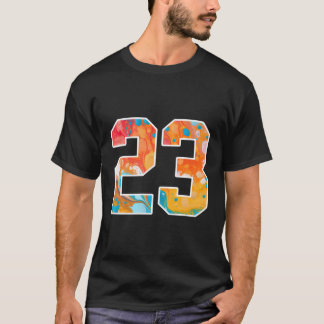 T-shirt 23 Numéros D'Équipe De Sport Colorés Avant Et Arri