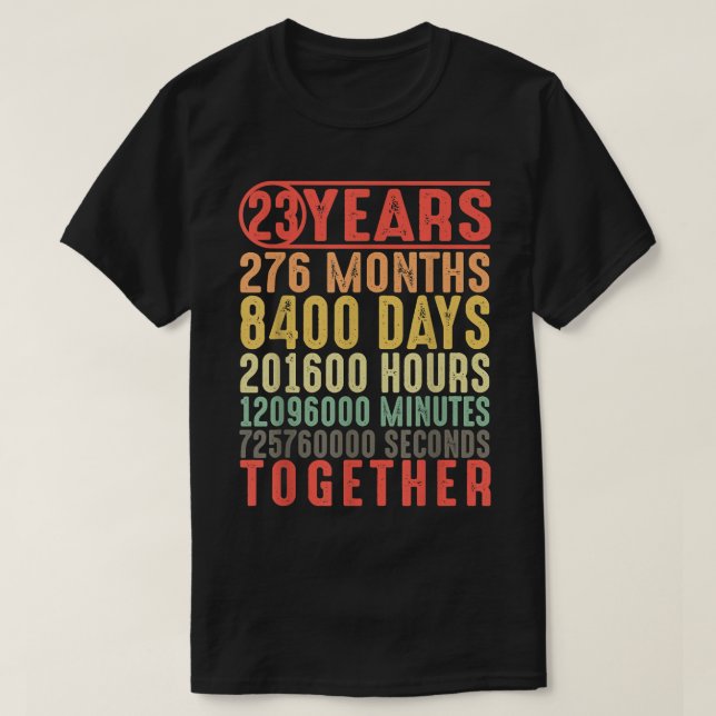 T-shirt 23 Years Together 23rd Anniversary Married Couples (Design devant)