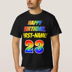 T-shirt 23e anniversaire — Bold, Fun, Rainbow 23, Nom pe