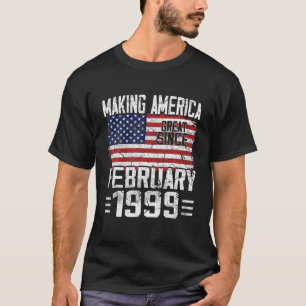 T-shirt 23E Cadeau Anniversaire Février 1999 Drapeau Améri