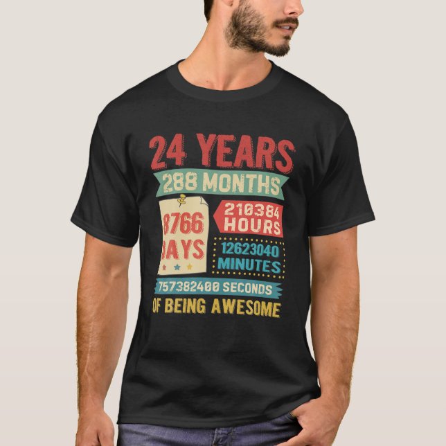 T-shirt 24 Ans 24E Anniversaire Décorations Bda (Devant)
