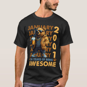T-shirt 24 Ans Awesome Cool Ours Depuis Janvier 2001