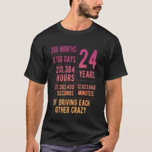 T-shirt 24 ans de mariage drôle 24e anniversaire de mariag