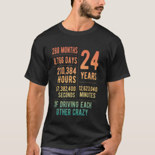T-shirt 24 ans de mariage drôle 24e anniversaire de mariag