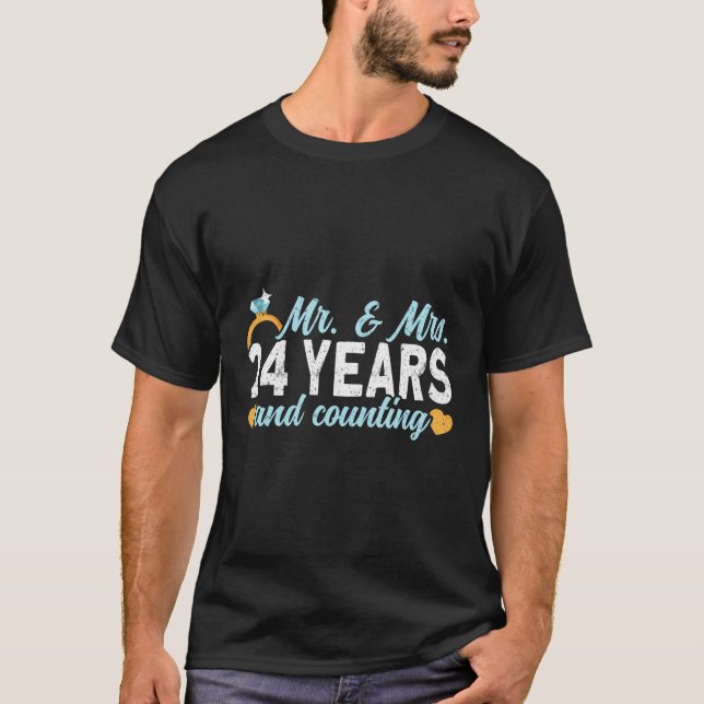 T-shirt 24 Ans Et 24E Anniversaire Mariage (Devant)